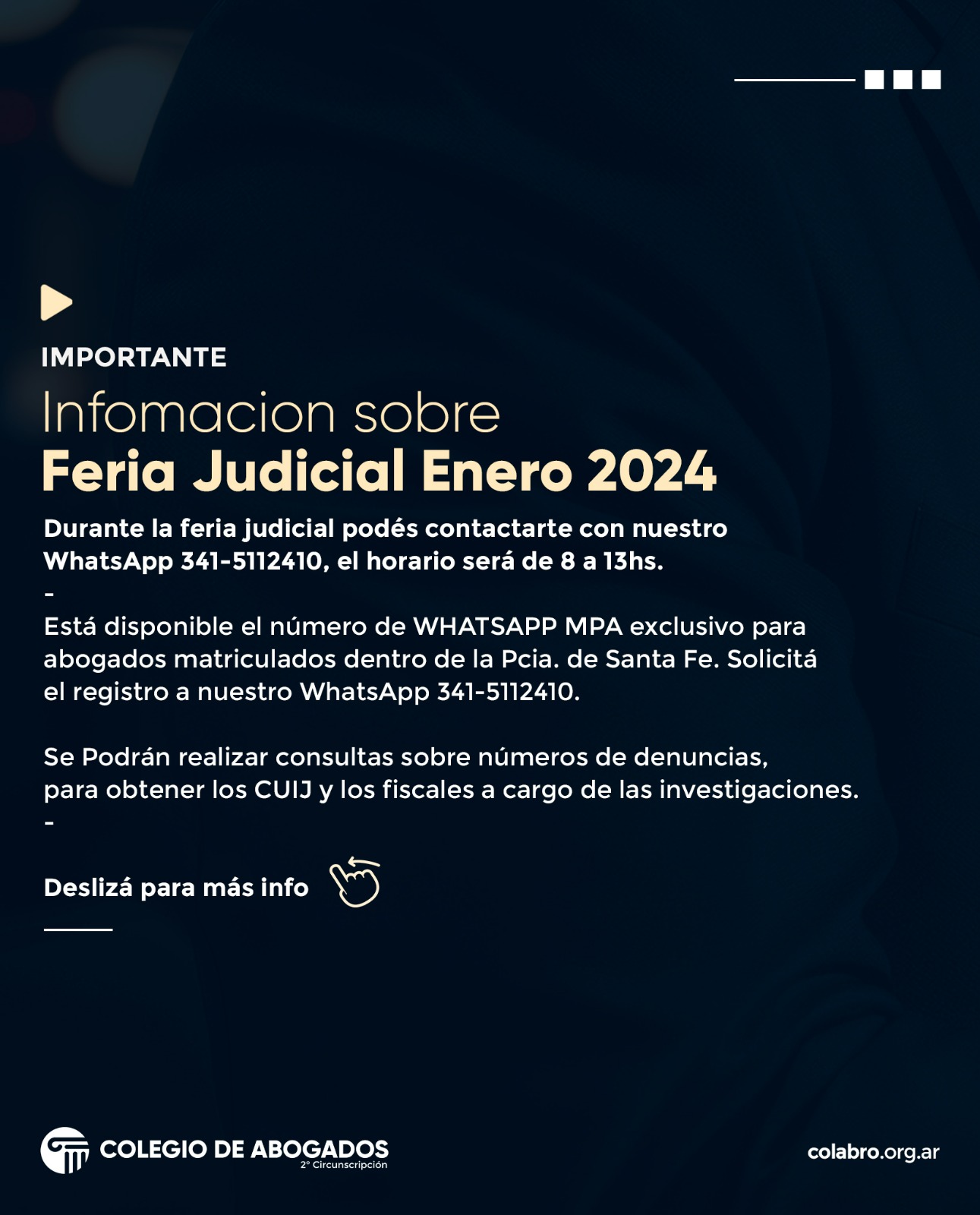 INFORMACION RELEVANTE FERIA JUDICIAL 2024